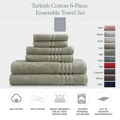 Ella Jayne Luxury 6 Piece Bath Towels Set – Ultra Plush & Absorbent 100% Premium Cotton Towels – Soft, Quick-Dry Bath Towels for Hands, Face & Body
