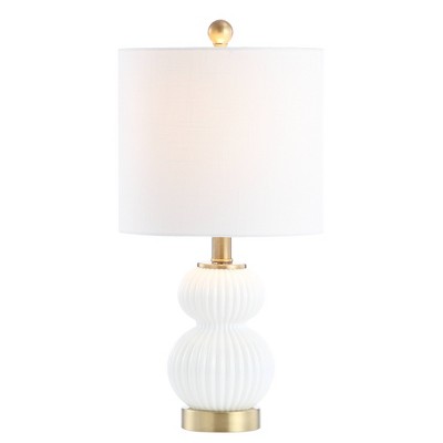  20" Metal/Glass Daphne Ribbed Table Lamp (Includes LED Light Bulb) White - JONATHAN Y 