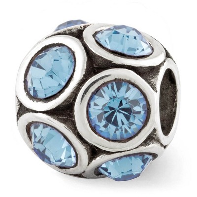 Black Bow Jewelry Sterling Silver with Crystals March Pale Blue Bubble Bead Charm