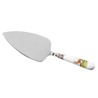 Spode Woodland Cake Knife & Server Set – Stainless Steel Blades with Porcelain Handles Featuring Deer Motif – Elegant Cutlery