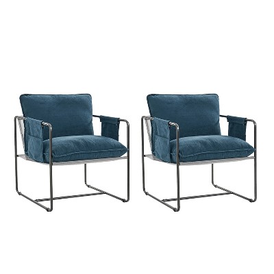 Amelia Contemporary Metal Frame Accent Chair with Removable Storage Pocket,Set of 2 | Artful Living Design
