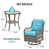 3-Piece Outdoor Patio Set with 2 Swivel Chairs, Tempered Glass Tabletop, Rattan Outdoor Furniture with Cushions for Patio Porch Backyard - 2 of 4