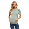 Short Sleeve Solid Color Tight Pleated Maternity Top - 2 of 2