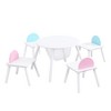 Children's Panel Table With 4 Chairs, Hidden Storage Bag Kitchen Chairs Modern Artistic Chairs For Dining Room,  Children's Room White - 2 of 4