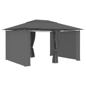vidaXL Gazebo Outdoor Canopy Tent Patio Pavilion Sun Shelter with Curtains - Anthracite - 1 of 4