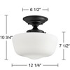 Regency Hill Modern Schoolhouse Farmhouse Ceiling Light Semi Flush Mount Fixture 12 1/4" Wide Black White Glass Shade for Bedroom Kitchen Living Room - 4 of 4