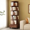 Rotating Bookshelf, 360 Degree Display 5 Tier Corner Bookshelf with Drawer - 4 of 4