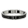 Black Bow Jewelry 11mm Two-Tone Stainless Steel, CZ, Blk Carbon Fiber Bracelet, 8.75 In - 2 of 4