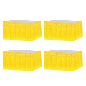 Unique Bargains Wedding Birthday Metallic Foil Fringe Table Skirts for Rectangle Tables - 1 of 4