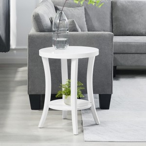 HomeStock Belmont Round End Table with Shelf Elegant Veneer Finish with Thick Apron and Bottom Storage for Modern Living Spaces - 1 of 4