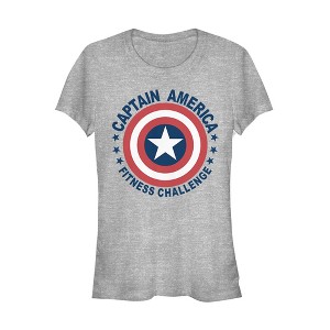 Juniors Womens Marvel Captain America Fitness Shield T-Shirt - 1 of 3