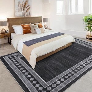 Modern Bordered Rug Non Slip Low Pile Area Rugs for Living Room, Machine Washable Area Rugs Soft Throw Rugs - 1 of 4