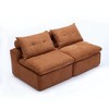 Zeus & Ruta 2-Seat Modular Sofa - Armrest-Free Soft Chenille, Upholstered with Neck & Lumbar Pillows - 2 of 4