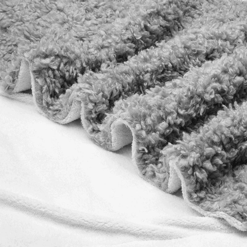 Legacy Decor Luxury Curly Faux Lamb Fur or Fur Wave Design Throw Blanket, 3 of 4