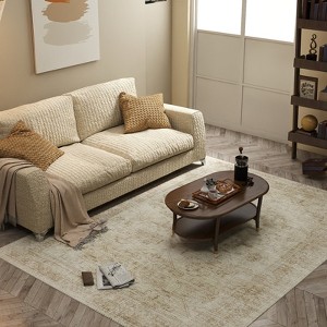 5x7ft Washable Vintage Area Rug, Thin Distressed Non-Slip Traditional Carpet for Living Room Bedroom Kitchen Dining Room - 1 of 4