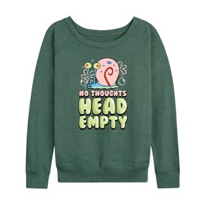 Women's - SpongeBob SquarePants - Head Empty Gary Lightweight French Terry Wide Neck Long Sleeve Shirt - 1 of 4