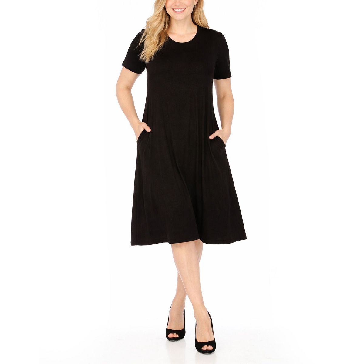 Women's Tee Swing Midi Dress -White Mark - thumbnail 5