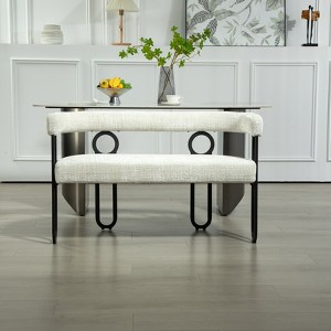 Akoasm Modern Chenille Loveseat With 2 Seater Sofa Couch With Arms Metal Legs-Beige - 1 of 4