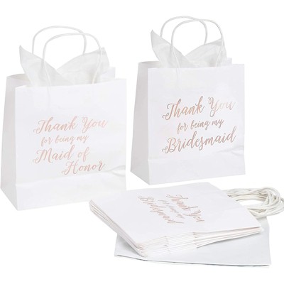 Juvale Bridal Party Bridesmaid Set - 1 Canvas Tote Gift Bag (12x14 in) & 1  Drawstring Pouch (4x6 in)