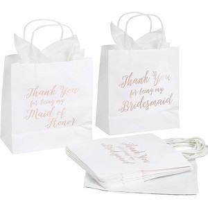 11pcs Bridesmaid Wedding Gift Bags Tissue Paper+1 Maid of Honor For Bridal Party - 1 of 4