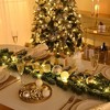 MOEPISY 9 Feet Pre-Lit Christmas Garland with Light for Mantle, Lighted Outdoor Xmas Garland with White Gold Ball Ribbon - 3 of 4