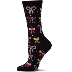 Memoi Women's Bows Rayon from Bamboo Crew Socks - 1 of 4