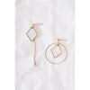 Slickblue Women's Fashion Earrings, Asymmetrical Rhombus Drop, Gold White Tone, Alloy, 2.5" Length, 1.1" Width - 4 of 4
