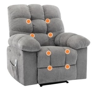 Recliner Chair, Wide Rocking Chair with Massage and Heat, Ergonomic Overstuffed Breathable Fabric Reclining Chair with 2 Side Pockets - 1 of 4