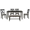 Maliang 6-Piece Kitchen Dining Table Set, Wooden Rectangular Dining Table, 4 Fabric Chairs and 1 Bench - 3 of 4