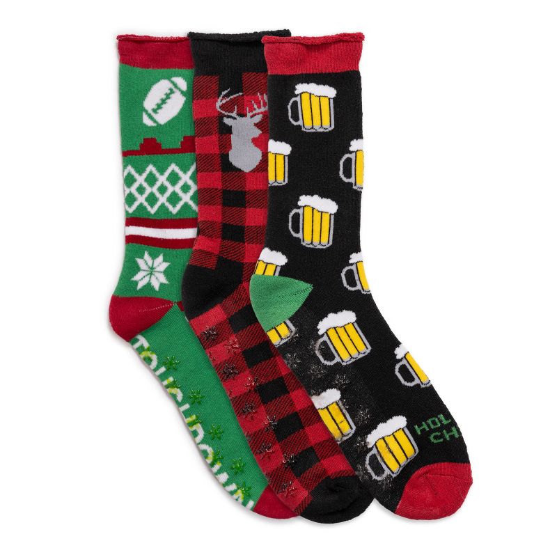 LUKEES by MUK LUKS Men's 3 Pack Terry Holiday Socks, 1 of 5