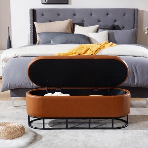 47.6'' Storage Ottoman Bench,Upholstered Storage Bench for Bedroom End of Bed,Storage Bench with Safety Hinge for Entryway Bedroom - 1 of 4