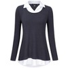 WhizMax Women's Long Sleeve Contrast Collared Shirts Patchwork Work Blouse Tunics Tops - 2 of 4