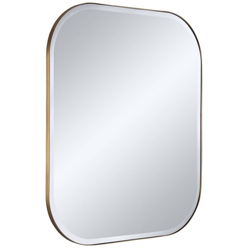 Possini Euro Design Bailey Rounded Corner Rectangular Vanity Wall Mirror Modern Beveled Brushed Gold Frame 27" Wide for Bathroom Bedroom Home Office, 5 of 10