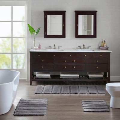 Kumasinova Tufted Pearl Channel Bathroom Rugs, Washable Rug, High-Low Stripe Bath Rug, Non-Skid Door Mat, Area Rug, Oeko-Tex Certified