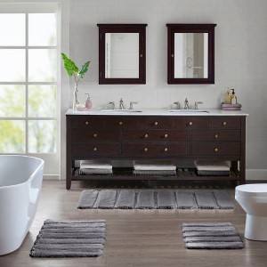 Kumasinova Tufted Pearl Channel Bathroom Rugs, Washable Rug, High-Low Stripe Bath Rug, Non-Skid Door Mat, Area Rug, Oeko-Tex Certified - 1 of 4