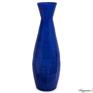 Uniquewise 24" Tapered Cylindrical Tall Bamboo Floor Vase with Flared Trumpet Top Decorative Accent for Dried Flowers Pampas Grass and Branches - 1 of 4