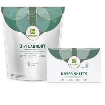 Grab Green Classic Laundry Dryer Sheets - 2 Pack - Vetiver