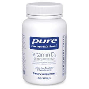 Pure Encapsulations Vitamin D3 25 mcg (1,000 IU) - Supports Bone, Joint, Breast, Heart, Colon & Immune Health - With Premium Vitamin D - 250 Capsules - 1 of 4