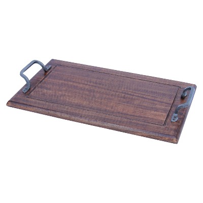 Wood serving deals tray with handles