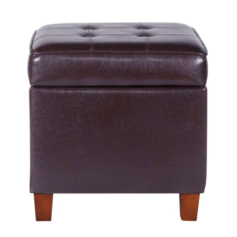 Square Tufted Faux Leather Storage Ottoman - HomePop, 1 of 16
