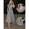 INSPIRE CHIC Women's Gingham Ruffle Cuff Sleeveless Square Neck Smocked A-Line Midi Dresses - 2 of 4