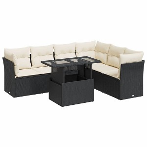 vidaXL Garden Sofa Set Black PE Rattan 7 Piece Garden Sofa Set - 1 of 4