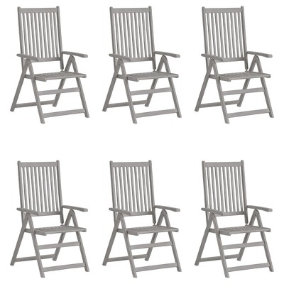 vidaXL Garden Chair Set of 6 Brown Solid Acacia Wood Standard Foldable