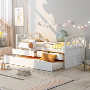 Streamdale Multi-Functional Daybed with Drawers and Trundle, White - 1 of 4