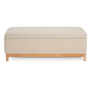 Christopher Knight Home Zachary Contemporary 50.75" Upholstered Rubberwood Storage Bench - 1 of 4