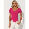 Allegra K Women's Short Sleeve Sweetheart Neck Bodysuit - 4 of 4