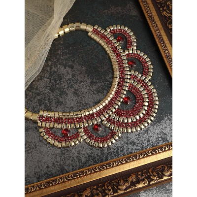 SOHI Women's Ruby Red The Corona Statement Necklace