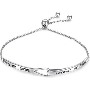 Adjustable Sterling Silver Infinity Bracelet - Engraved Inspirational Gift for Women - 1 of 4