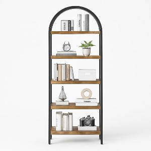 GustoWave Arched Bookshelf 5 Tier Bookcase Display Racks Tall Bookshelves Modern Storage Rack Shelf Large Wood Book Shelf for Bedroom, Living Room - 1 of 4