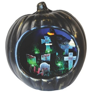 Halloween Express 9 in Pumpkin Light with Flying Witch Decoration - 1 of 1